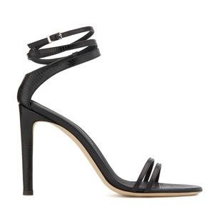 Giuseppe Zanotti Catia Lizard Black Leather Textured Strappy Sandal Heels